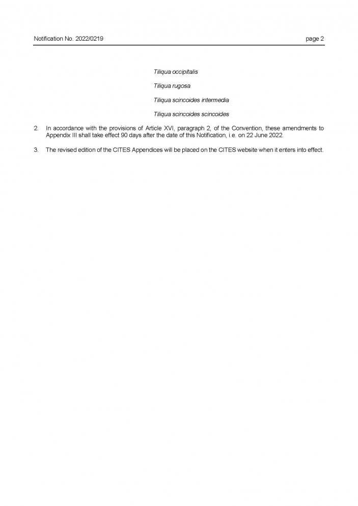 E Notif 2022 019 Página 2 703x994 COMUNICA A LA AUTORIDAD ADMINISTRATIVA CITES LA TENENCIA DE LAGARTOS AUSTRALIANOS EN CITES III